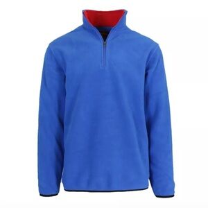 NWT Stone Mountain Quarter Zip Fleece Blue and Red Pullover Mens Large